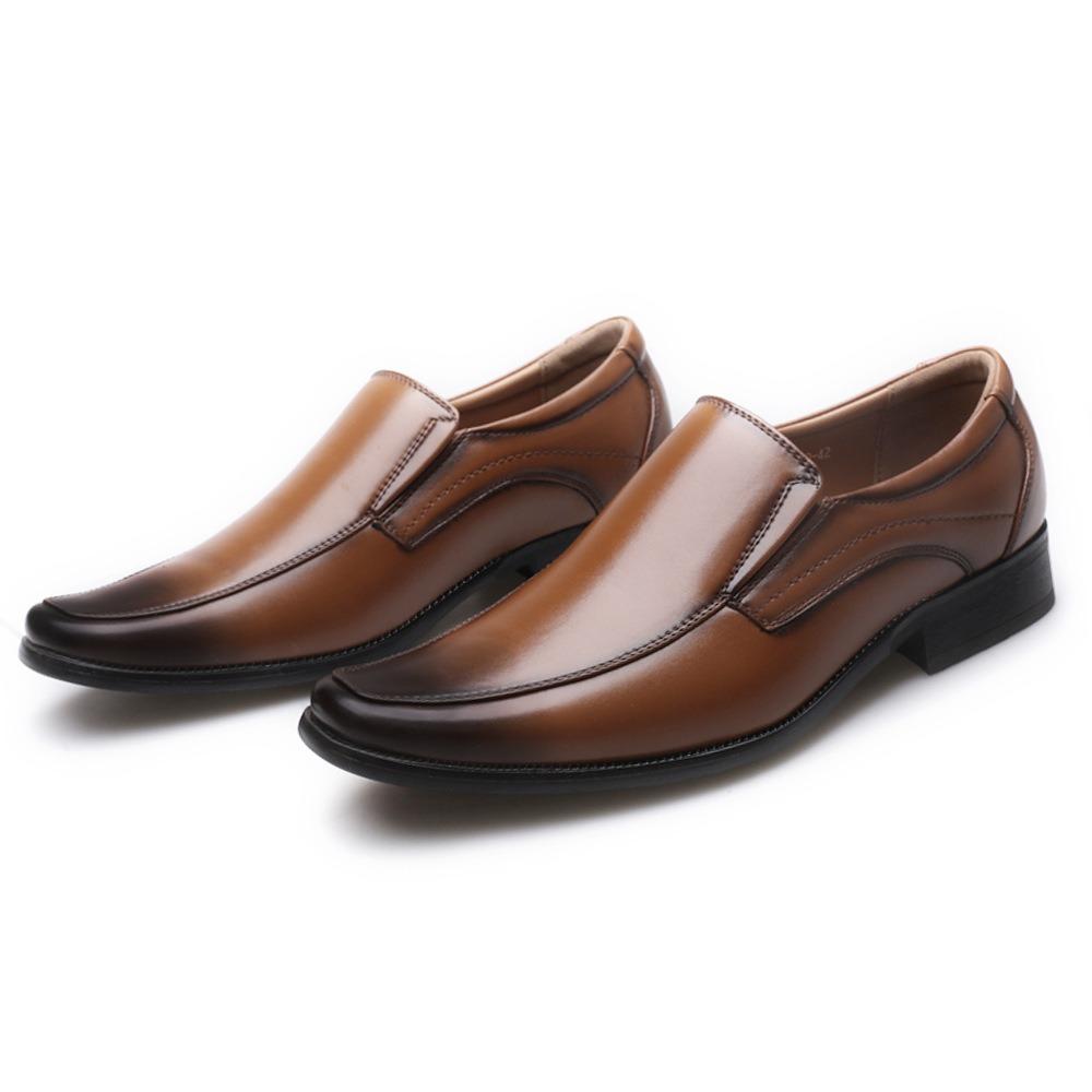 Men Casual Leather Shoes Slip On Small Square Toe Japanese Design