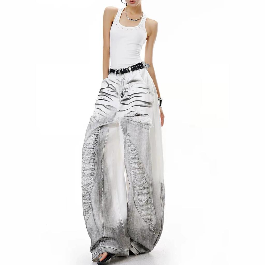 Jeans Dritti in Denim da Donna Casual Colore Unico Misto Cotone Vita Alta Quotidiano Streetwear Pantaloni Lunghi