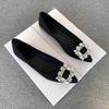 Pointed fashion single shoes women's 2025 new flat bottom shallow mouth low heel soft surface rhinestone Doudou shoes evening breeze gentle shoes
