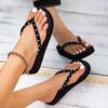 Women's European & American High Heel Wedge Flip-Flops - Summer Outdoor Thick Sole Beach Sandals