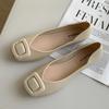 Fashion Women's Summer New PVC Solid Color Square Button Sandals Fashion Shallow Mouth  Casual Flat Women's Single Shoes