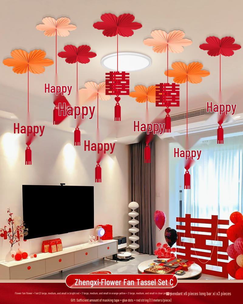 Ceiling Hanging Decorations: Wedding, Living Room, Bedroom, Boudoir Pendants & Fan Floral Ornaments