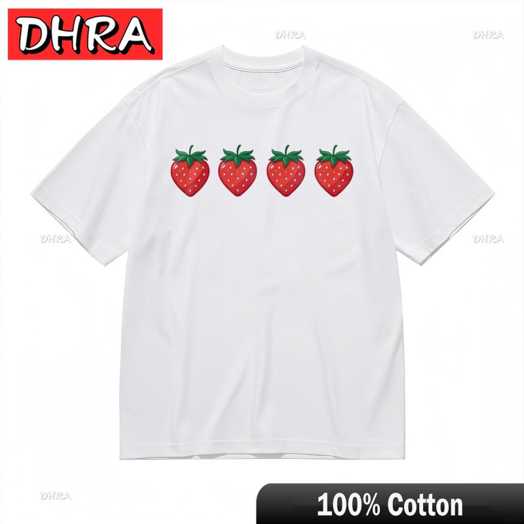 Damen Mode Bequem Atmungsaktiv Klassisches T-Shirt Rotes Früchte Aufdruck Design T-Shirt Shirts für Wochenend-Stil T-Shirt Israel