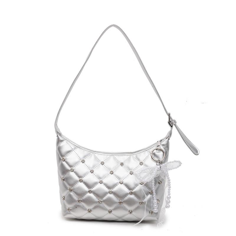 Retro Diamant Kleine Duftkette Schulter Umhängetasche Taschen mit Diamanten, Hochwertige Textur Modische Ausländische Pendler Damen Taschen