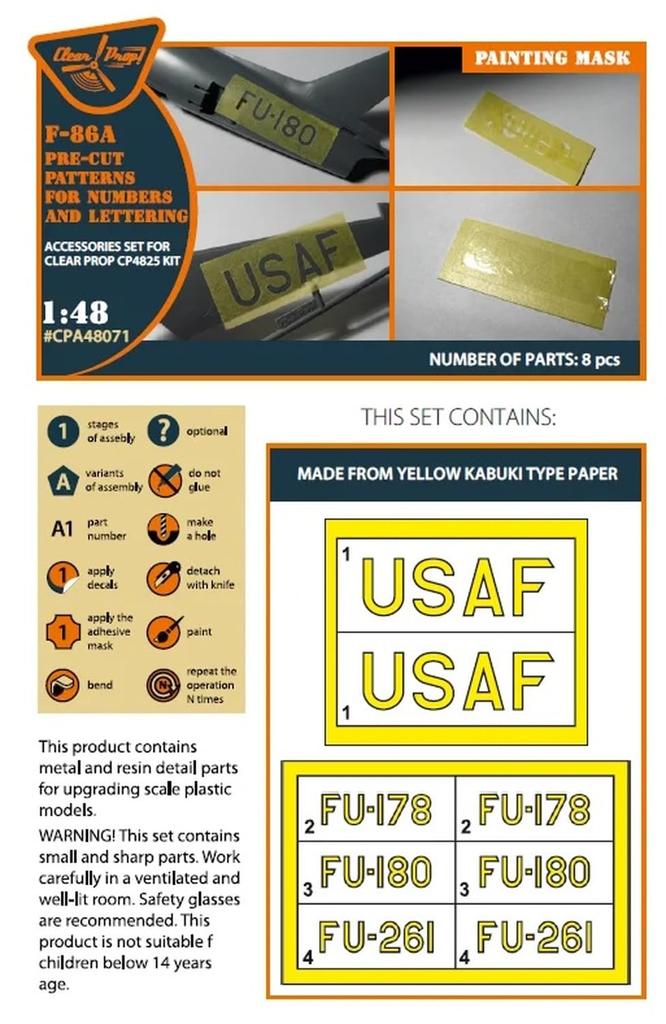 Klares Nordamerikanisches Sabre US Air Force Logo und Buzz Number Lackierfolie Aufkleber Koreanische Version Klare Prop Maskierungsfolie für Plastikmodelle CPUA48071