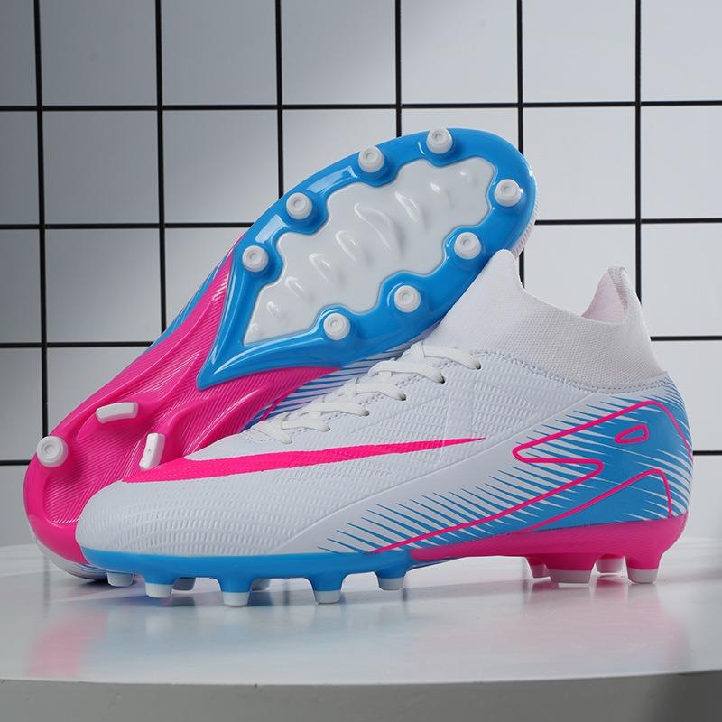 Single-help football shoes men's high-top long and short nails grass sneakers women