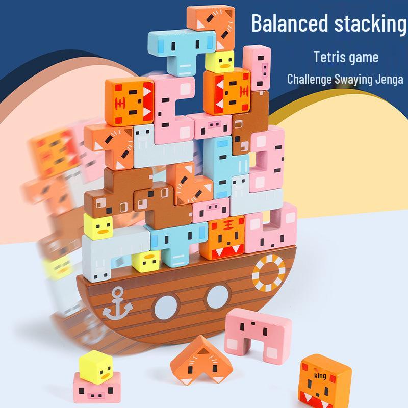 Cross-Border Educational Animal Balance Stacking Blocks - Wooden Toys for Children