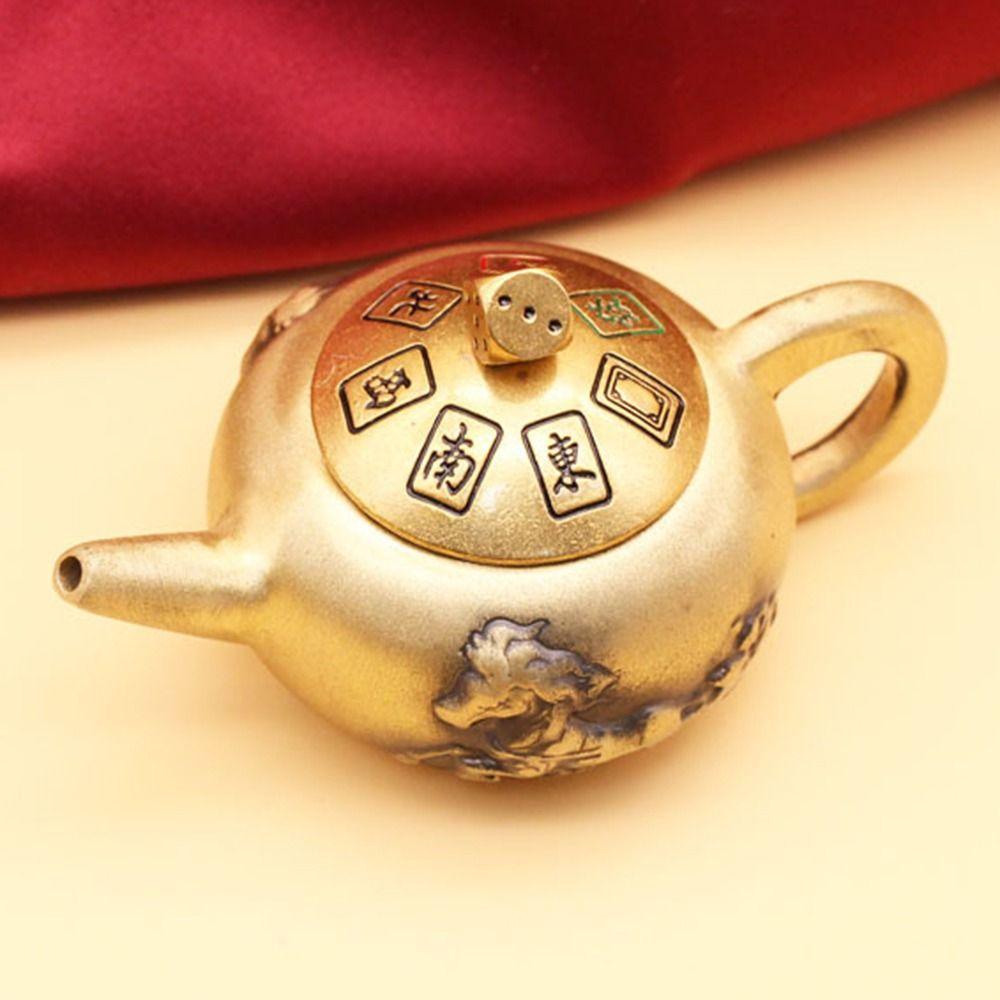  Bouilloire à thé créative Miniature Théière en cuivre Sculpture Rétro Mini Théière en laiton Décor de pièce