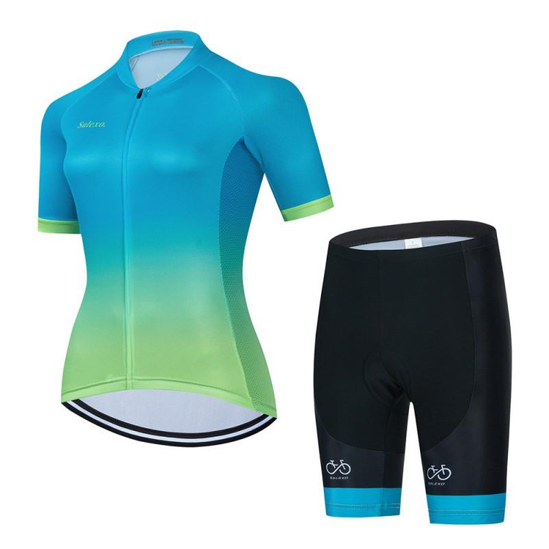 Womens Breathable Cycling Jersey Set Short Sleeve Mountain Road Bike Apparel Slim Fit