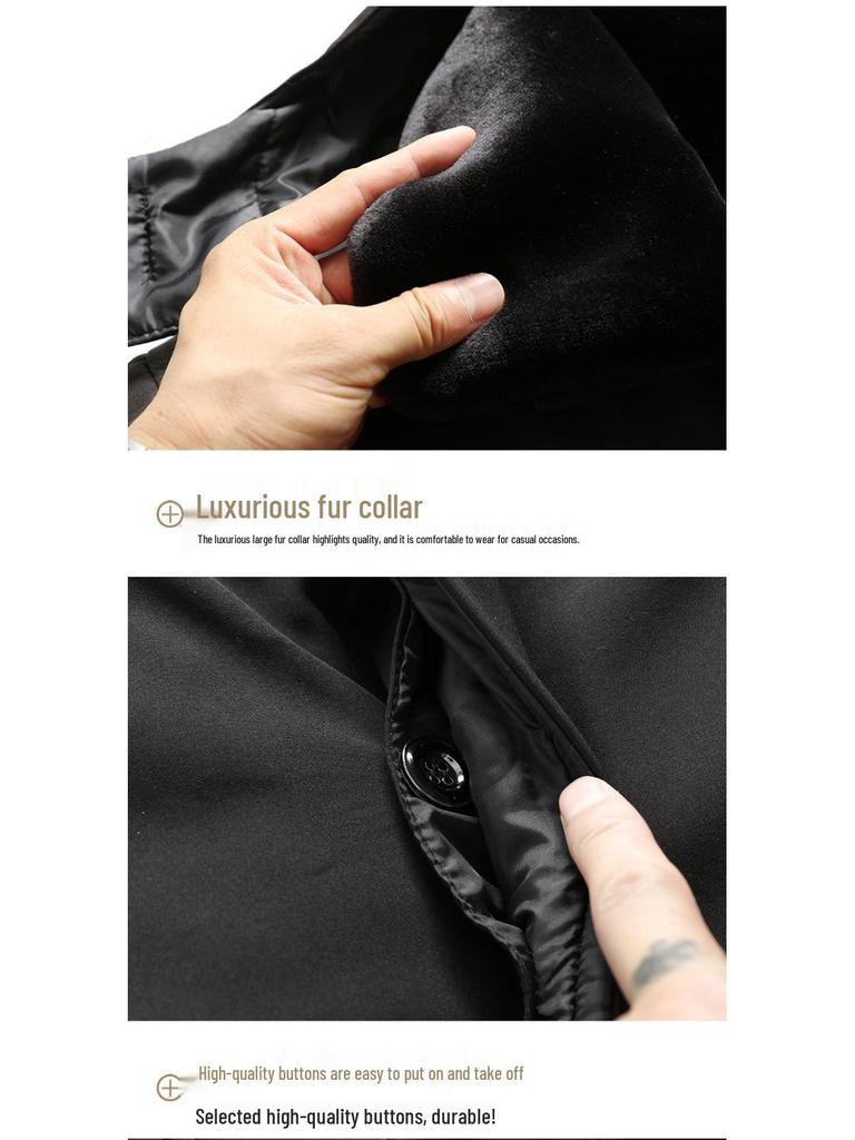 Herren Schaffell gefütterte Lederjacke - Warmer verdickter Leder Wollmantel