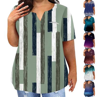 Fashion Plus Size Women's Casual Short Sleeve Round Neck Floral Print T-shirt With Pockets