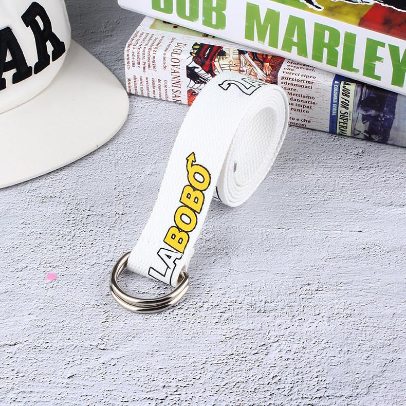 Fashion Letter Pattern Neutral Casual Nylon Waist Belt With Double Design Buckle