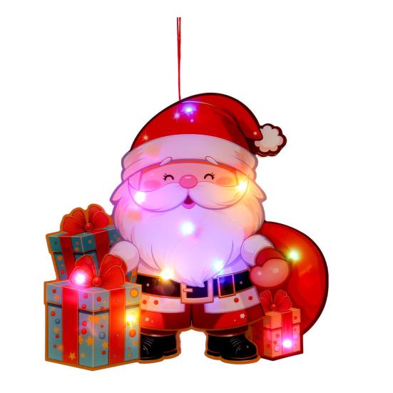 Glowing Santa Door Hanger LED Christmas Decor with Reindeer Snowman DIY Lighted Holiday Hanging Ornaments for Window Mantel Decorations