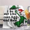 1PC Green Eggs and Ham Print Flannel Blanket, High quality All Seasons, Home Decor, Warmth and Comfort, Perfect for Christmas Gifts