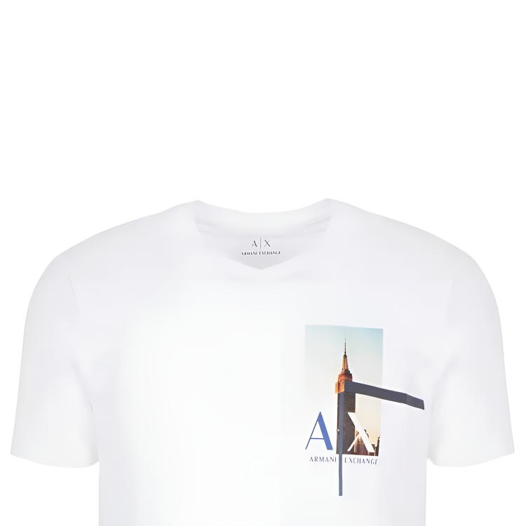 Armani Exchange Stretch Jersey Cotton Logo Design Round Neck Pullover Short Sleeve T-Shirt Men Tops White 6RZTHGZ-JE6Z1-1100