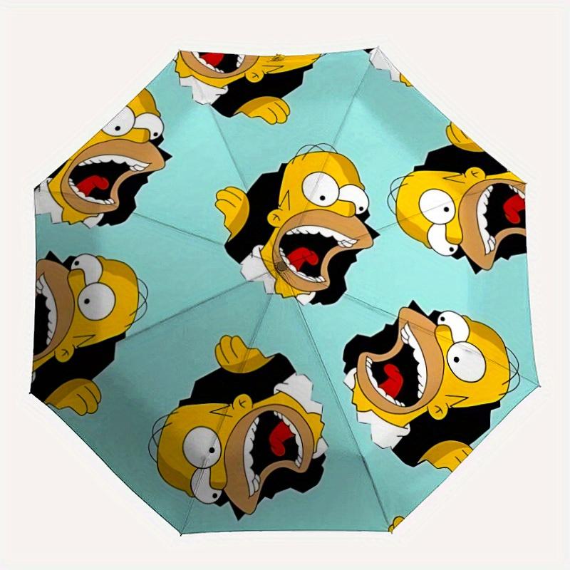 

1pc Homer Simpson Automatic Umbrella, Portable Foldable 8-Rib Manual Open with Skeleton Hand, Durable Canopy yy250730122