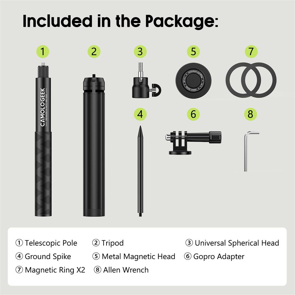 Golf Monopod Selfie Stick With Stake Spike For Golf Swing Aluminum Magnetic Golf Phone Stand For Phone Gopro Cameras Magsafe 7