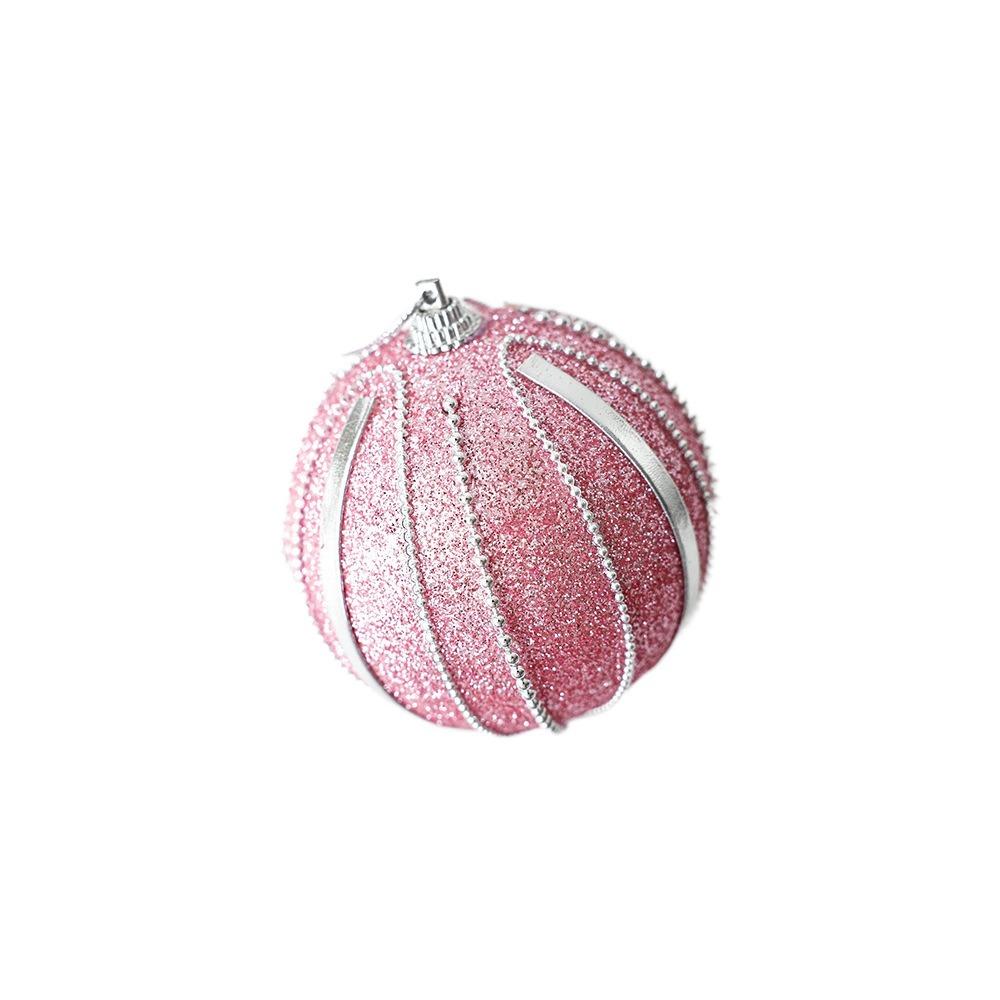 8cm Pink Christmas Balls Glitter Xmas Tree Pendant Christmas Tree Hanging Ornament  Living Room