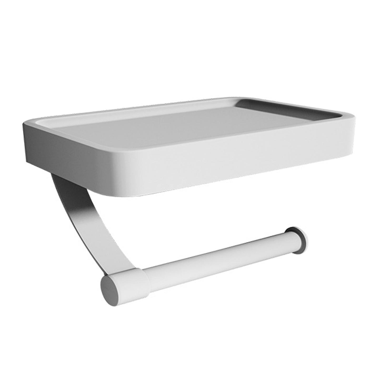 

Multifunctional Toilet Organizer with Phone Shelf Paper Roll Holder Bathroom Storage Rack Space Saving Design for Home Wall Moun белый