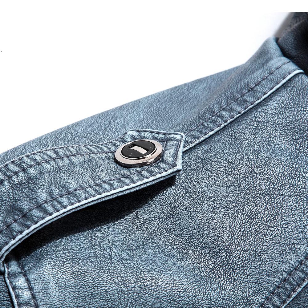 Chaqueta de cuero de PU Chaqueta de cuero de otoño e invierno para hombre Chaqueta de cuero vintage lavada acolchada