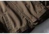 QIYOU 2025 Winter Retro Distressed Washed Two-Piece Cotton Workwear Jacket with Embroidered Lapel
