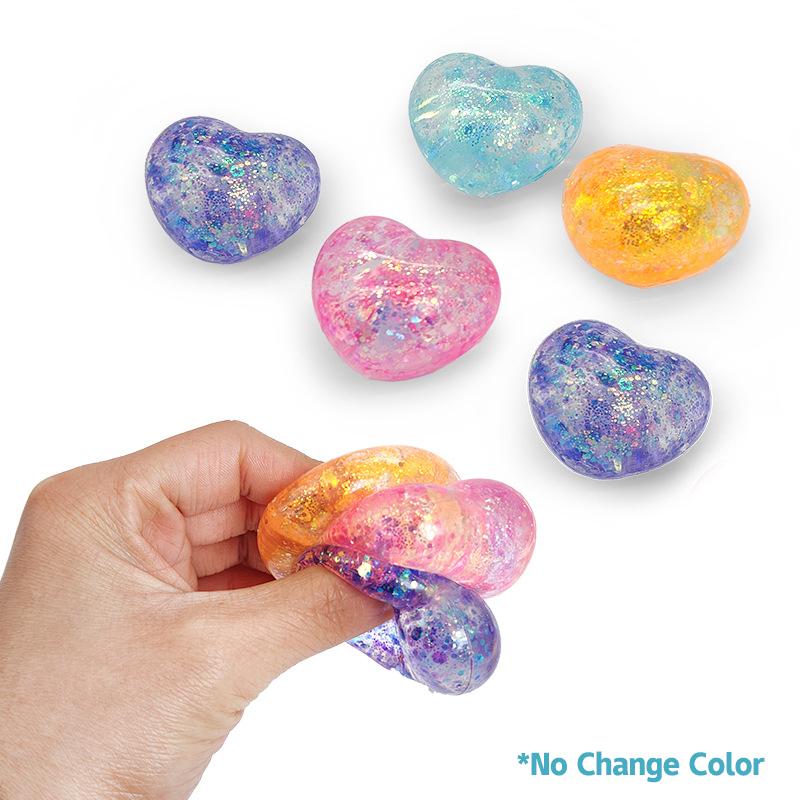 

1 шт., меняющая цвет игрушка-сердце, блестки, игрушка-фиджет, мягкая игрушка для разминания, игрушка для снятия стресса, подарок на детскую вечеринку