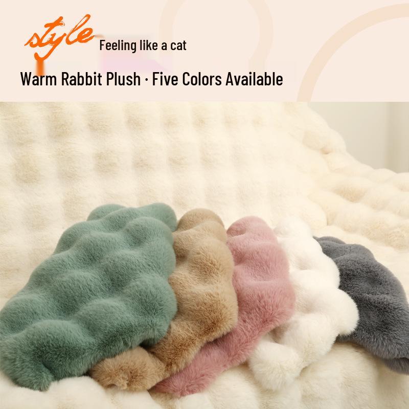 Simple Solid Color Faux Rabbit Fur Pillowcase - Soft Cushion Cover for Home/Sofa/Bedside (No Pillow Insert)