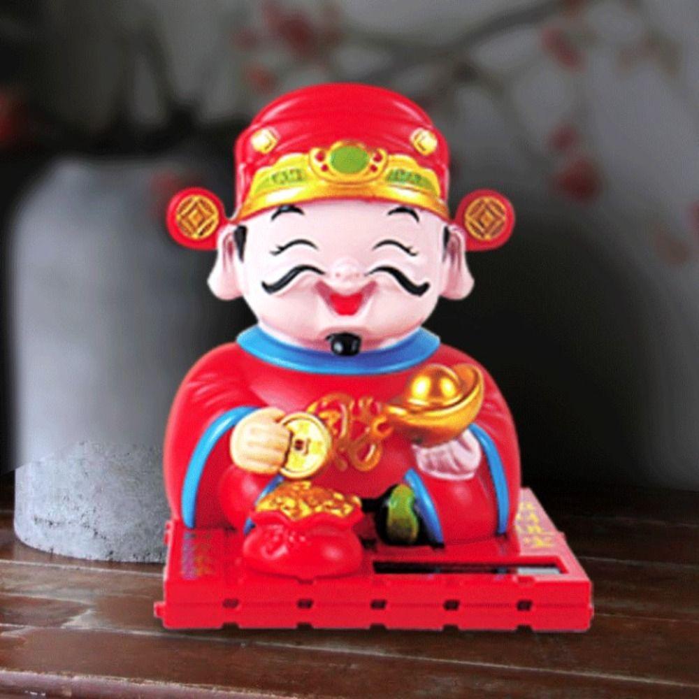 Handcrafts Desktop Wealth Coming Statue Decorative Solar Shaking Head Toys  Desktop Mascot