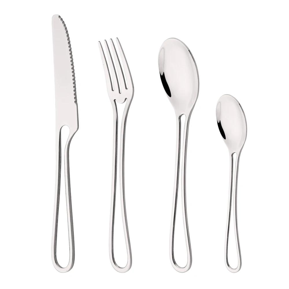 4Pcs Rose Gold Dinnerware Set Knife Fork Coffee Tea Spoon Cutlery Set Stainless Steel Tableware Western Home Kitchen Flatware