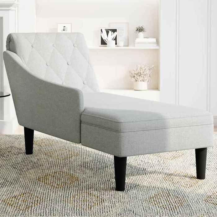 VidaXL Fauteuil long avec coussin et accoudoir droit gris nuage tissu, fauteuil, fauteuil de détente, fauteuil long 4009770