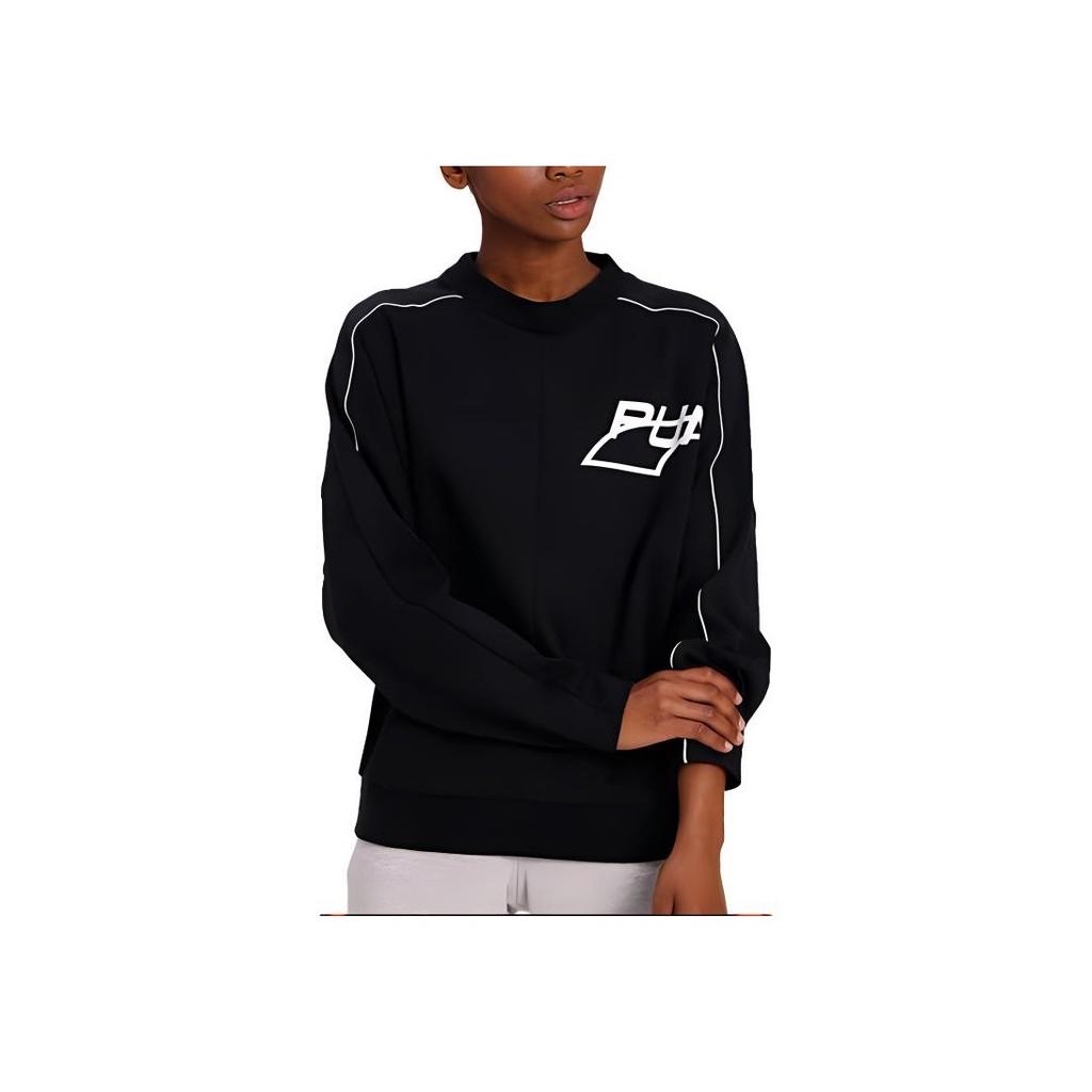 Puma Evide Logo Print Mock Neck Sweatshirt Women Tops Black 597384-01
