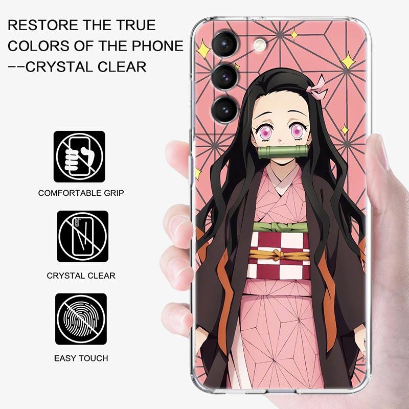 Kamado Nezuko Kimetsu No Yaiba Demon Slayer Clear Case for Samsung Galaxy S22 S21 S20 FE S 22 Ultra S10 E S9 Plus 5G Cover Coque