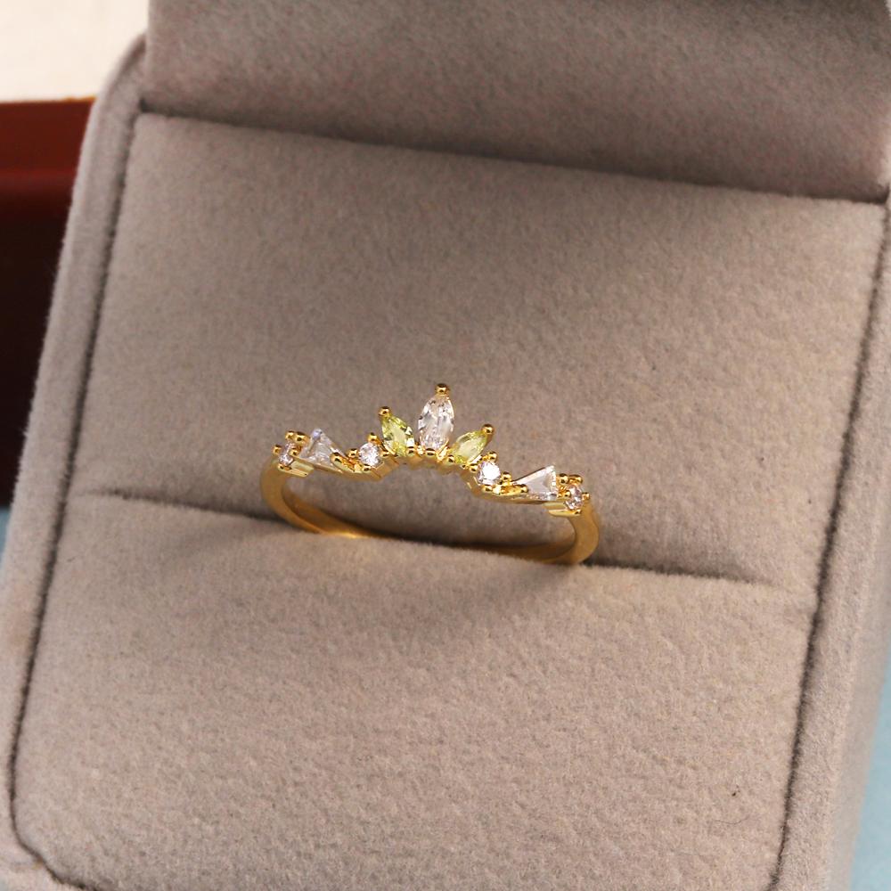 New Cute Colorful Zircon Flower Ring For Women Girl Fashion Vintage Zircon Adjustable Rings Jewelry Gift