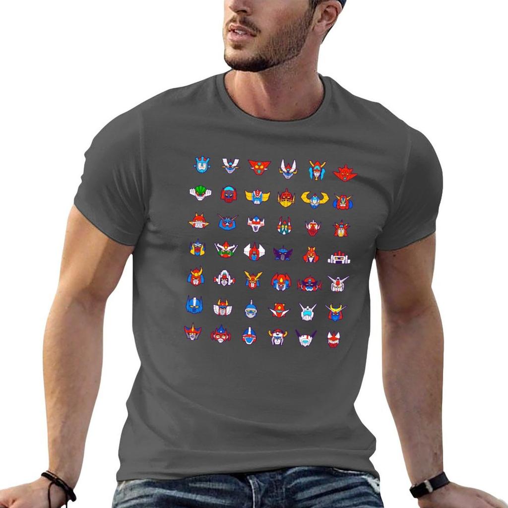 071b 70s Robots Color Tshirt Work Wear Short Sleeve Tshirt