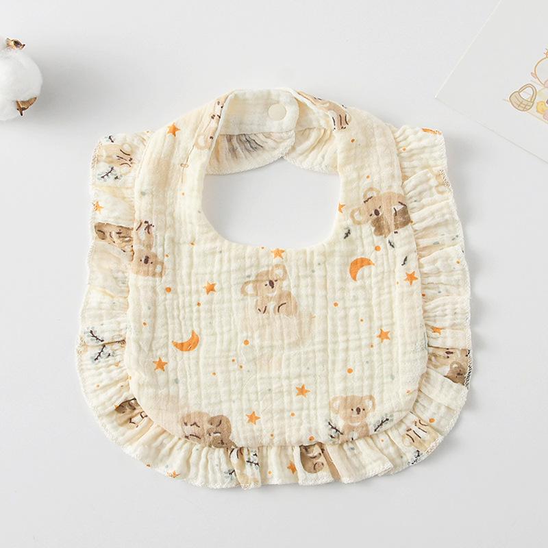 Ruffle Baby Drool Bibs: Pure Cotton Printed Lace Bibs