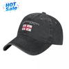 Herren Basecap Georgia Flagge und Schriftzug Charcoal Gewaschener Denim Klassisch Vintage Baumwolle Dad Trucker Hut Unisex Erwachsener