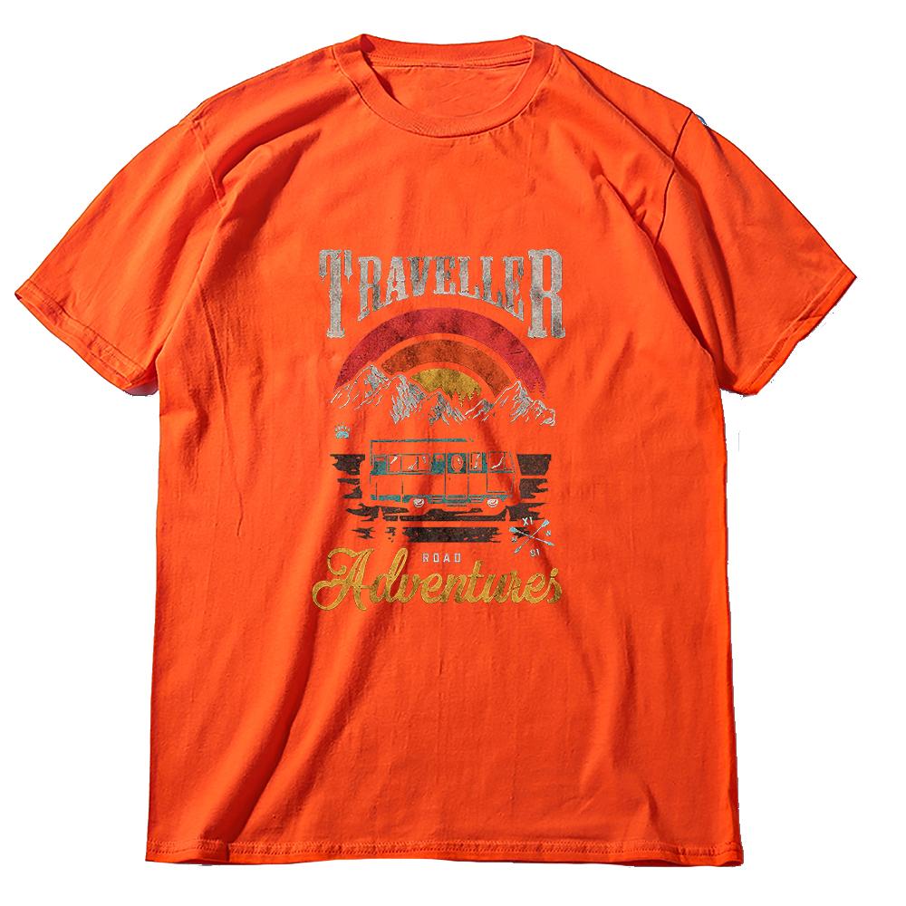 Coolmind YA007 100% Cotton Big Size Cool Traveller Print Men T Shirt Exclusive Graphic Loose Men Tshirt Cotton Tee Shirts Man