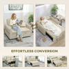 2 Seater Sofa Bed, 3-in-1 Convertible Sleeper Sofa with Click-clack Adjustable Backrest and 2 Pillows, Light Brown
