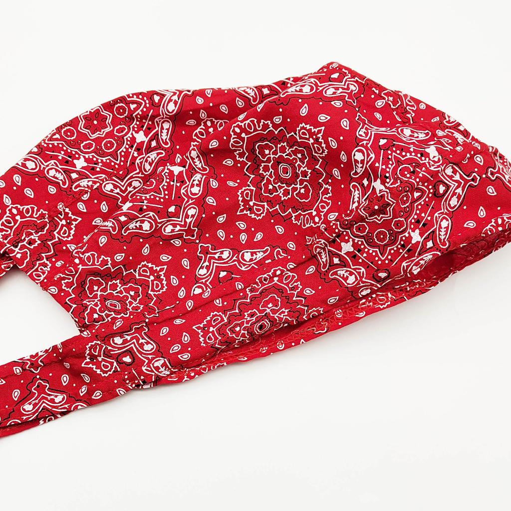 Trifong Bandana Cap Red Cotton Paisley Pirate Hat Quick Dry Sweat Wicking Breathable Summer UV Protection Doo Rag Inner Cap Bicycle Helmet Anti-UV