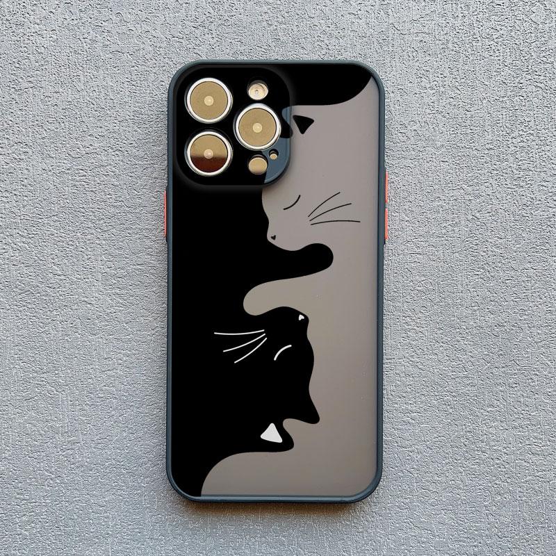 Black And White Cat Luxury Phone Case For Iphone 15 14 Pro Max Plus 13 12 Mini Pro Max 11 X XR XS 8 7 Plus SE2 Shockproof Covers