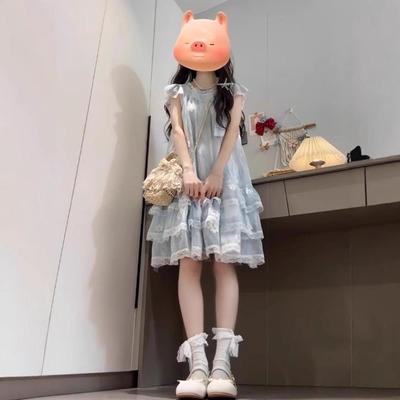 2025 Summer Floral Tulle Dress with French Puff Sleeves - Petite Women's Princess Style