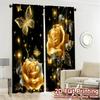 2pcs, 2D FLAT PRINTING Curtains (Without Rod) Golden Elegance Fashionable Modern Curtains Semi-Sheer Curtains Decorations For