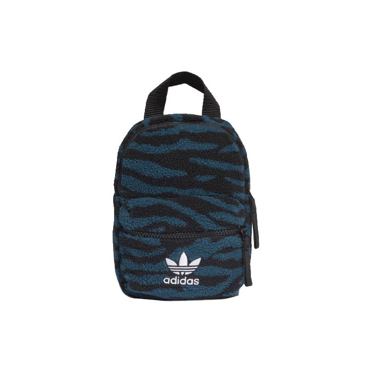 Adidas Originals Classic Logo Leopard Print Sports Leisure Wool Backpack Mini Unisex Backpacks Blue Black ED5890 Blue Black