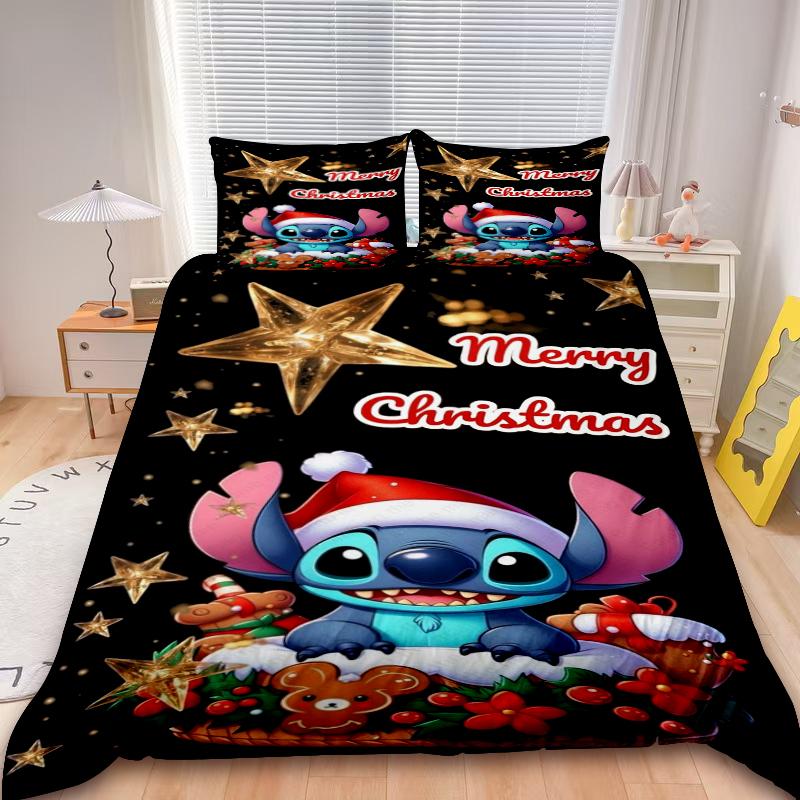 Poszewka na kołdrę Mickey Stitch Minnie Wesołych Świąt Zestaw pościeli z kreskówki Twin Full Dla Dzieci Prezenty Świąteczne Dekoracja Sypialni