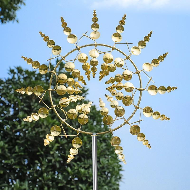 Outdoor Rotating Metal Windmill Sculpture Personalized Irregular Craft Decoration Wind Solar Spinners Yard Garden Decor