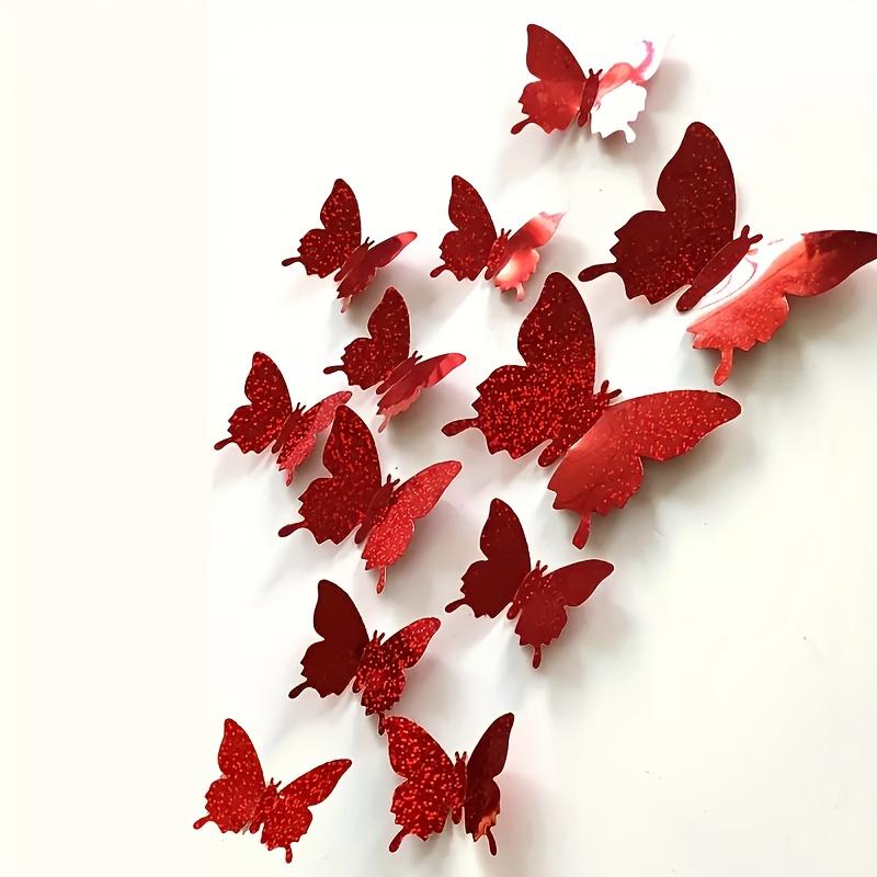 12Pcs/Set 3D Flash Color Butterfly Stickers Home Decor & DIY Wall Art for Window Wall Gold Silver Red Blue Wall Stickers