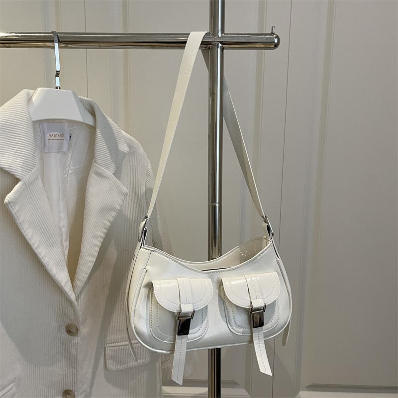 

Simple design armpit bag autumn new fashion trend versatile dumpling bag single shoulder oblique span bag белый