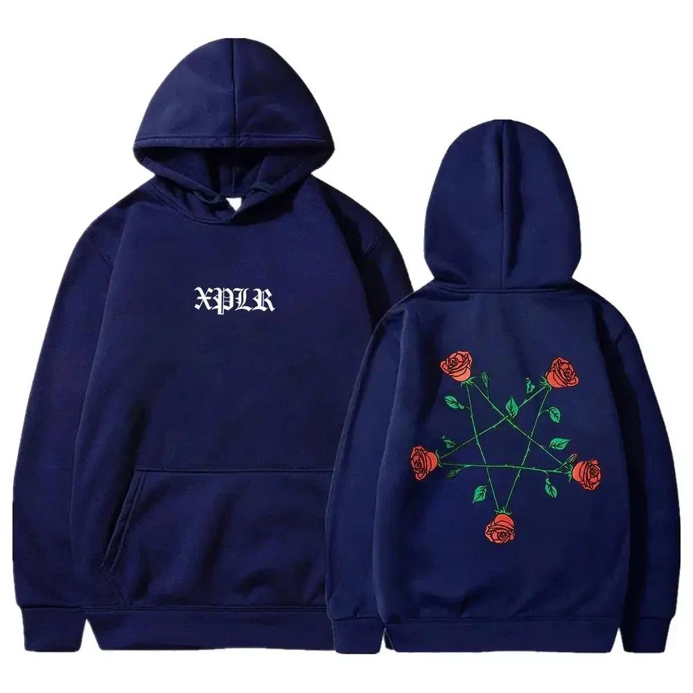 Podzimní a zimní XPLR Sam a Colby pěticípá hvězda růže mikina Párový merch Street pánská a dámská mikina s kapucí