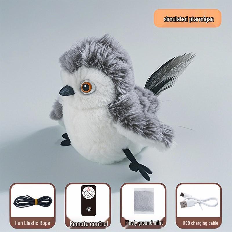 Cross-Border Electric Sparrow Cat Toy: Simulated Shaking Bird with Swinging Wings for Feline Entertainment