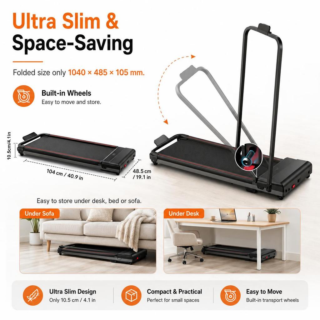 FAVOFIT Laufband für unter den Schreibtisch – Kompaktes klappbares Walking Pad für Home Office & Zuhause 930iF
